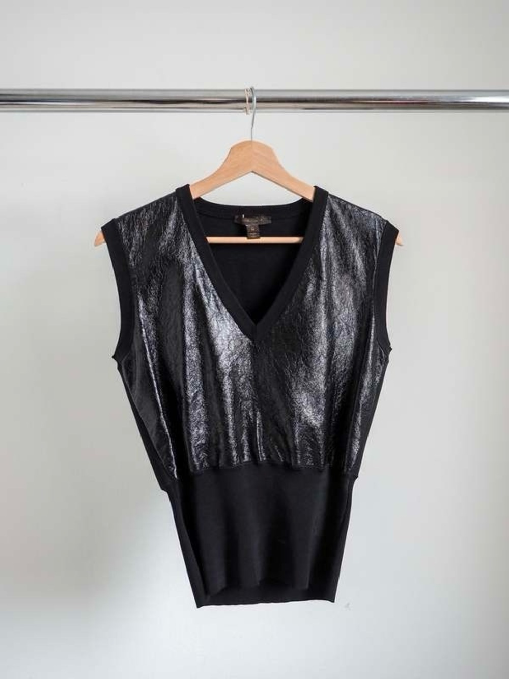 LOUIS VUITTON 2014 RTW LEATHER KNIT RANDA SALLOUM TOP
